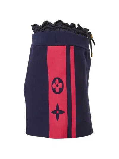Pre-owned Louis Vuitton Ruffled-waist Knitted Shorts In Blue