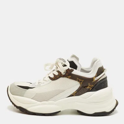 Pre-owned Louis Vuitton Run 55 Size 36.5 Monogram Rubber And Mesh Low Top Sneakers In Multi