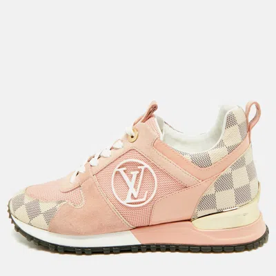 Pre-owned Louis Vuitton Run Away Size 35.5 Pink Canvas Mesh And Suede Low Top Sneakers