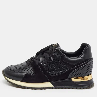 Pre-owned Louis Vuitton Run Away Size 37 Black Leather And Suede Low Top Sneakers
