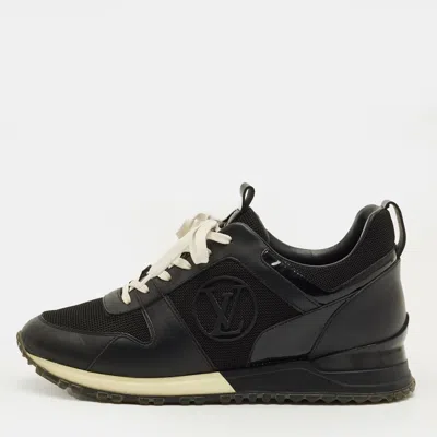 Pre-owned Louis Vuitton Run Away Size 38 Black Leather And Mesh Lace Up Sneakers