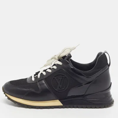 Pre-owned Louis Vuitton Run Away Size 38.5 Black Leather And Mesh Lace Up Sneakers