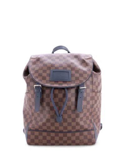 Pre-owned Louis Vuitton Runner Damier Backpack In Blue