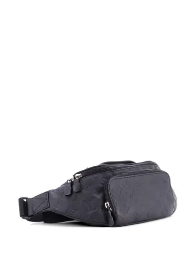 Pre-owned Louis Vuitton Rush Bumbag Monogram Shadow Leather Belt Bag In Black