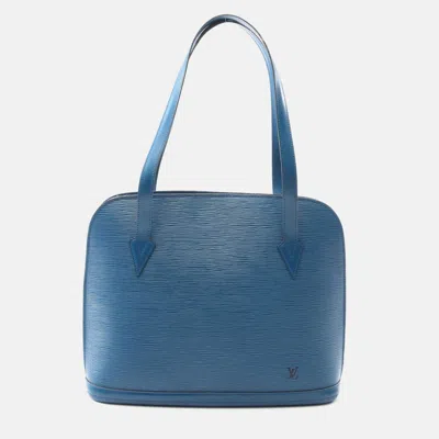 Pre-owned Louis Vuitton Ryu Sac Tote Shoulder Bag Epi Leather Blue Toledo Blue