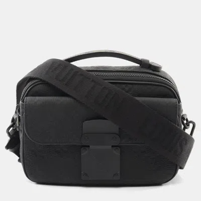 Pre-owned Louis Vuitton S Lock Messenger Hand Shoulder Crossbody Bag Taurillon Noir In Black