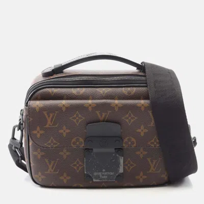 Pre-owned Louis Vuitton S Lock Messenger Shoulder Handbag M45806 Monogram Macassar Canvas In Brown