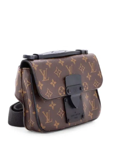 Pre-owned Louis Vuitton S Lock Sling Bag Macassar Monogram Canvas Belt Bag In Brown