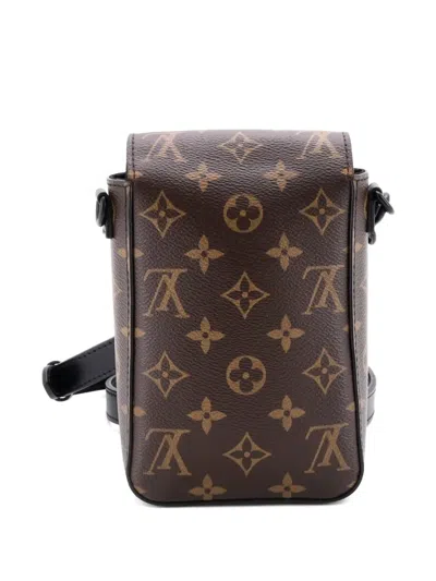 Pre-owned Louis Vuitton S Lock Vertical Wearable Wallet Macassar Monogram Canvas Crossbody Bag In Brown
