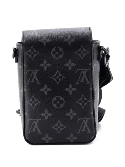 Pre-owned Louis Vuitton S Lock Vertical Wearable Wallet Monogram Eclipse Canvas Crossbody Bag In Black
