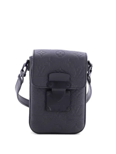 Pre-owned Louis Vuitton S Lock Vertical Wearable Wallet Monogram Taurillon Leather Crossbody Bag In Black