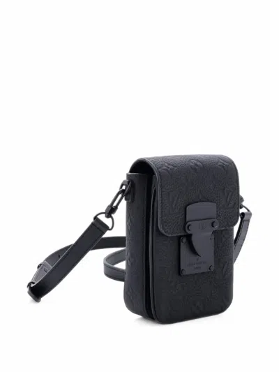 Pre-owned Louis Vuitton S Lock Vertical Wearable Wallet Monogram Taurillon Leather Crossbody Bag In Black