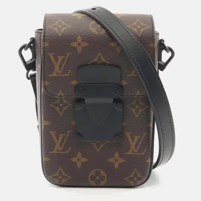 Pre-owned Louis Vuitton S-lock Vertical Wearable Wallet Shoulder Bag Coated Canvas Leather Monogram Macassar Brown Black