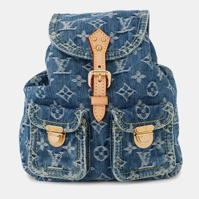 Pre-owned Louis Vuitton Sac Ad Blue/yellow Monogram Denim Size Pm