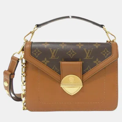 Pre-owned Louis Vuitton Sac Biface Monogram Canvas Tan Calfskin Leather Shoulder Bag In Brown