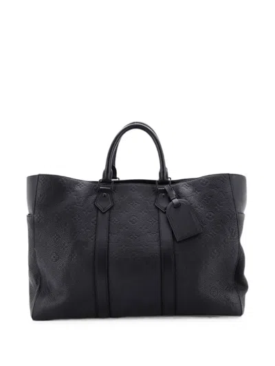 Pre-owned Louis Vuitton Sac Plat 24h Bag Monogram Taurillon Leather Shoulder Bag In Black