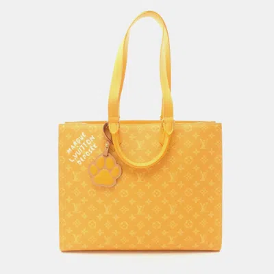 Pre-owned Louis Vuitton Sac Plat 24h Tote Bag Coated Canvas And Leather Monogram Yellow