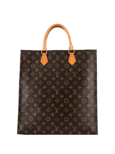 Pre-owned Louis Vuitton Sac Plat Bag Monogram Canvas Tote Bag In Brown