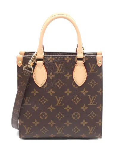 Pre-owned Louis Vuitton Sac Plat Bb Monogram Two-way Handbag In Brown