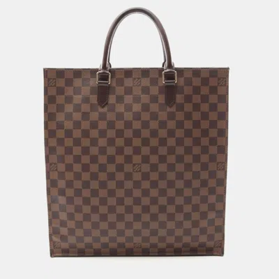 Pre-owned Louis Vuitton Sac Plat Brown Damier Ebene Canvas Tote