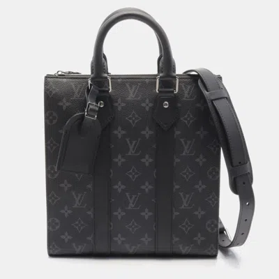 Pre-owned Louis Vuitton Sac Plat Cross Handbag Coated Canvas Leather Monogram Eclipse Black