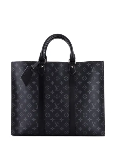 Pre-owned Louis Vuitton Sac Plat Nm 24h Bag Monogram Eclipse Canvas Tote Bag In Black