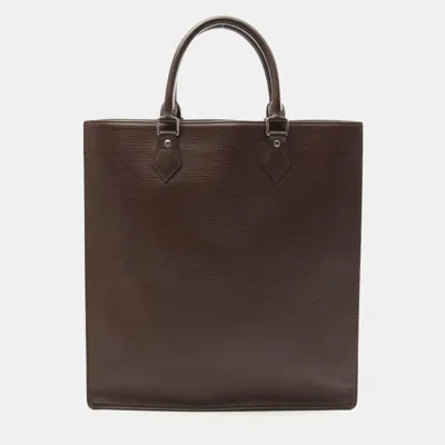 Pre-owned Louis Vuitton Sac Plat Tote Bag Epi Leather Brown Moka