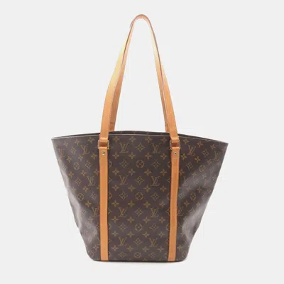 Pre-owned Louis Vuitton Sac Shopping Tote Shoulder Bag Monogram Leather Brown