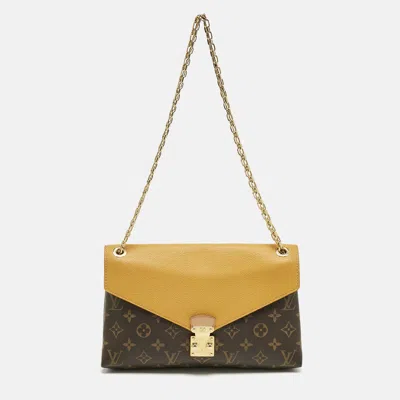 Pre-owned Louis Vuitton Safran Monogram Canvas Pallas Chain Bag In Yellow