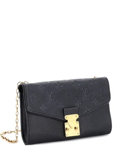 Pre-owned Louis Vuitton Saint Germain Pochette Monogram Empreinte Leather Shoulder Bag In Black