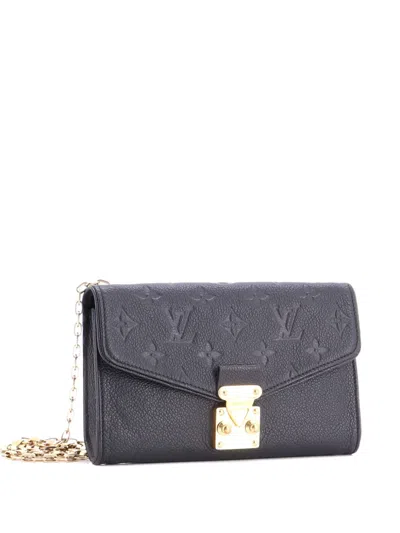 Pre-owned Louis Vuitton Saint Germain Pochette Monogram Empreinte Leather Shoulder Bag In Black