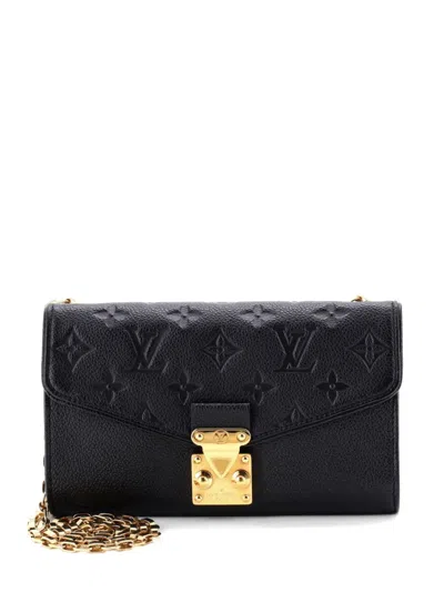 Pre-owned Louis Vuitton Saint Germain Pochette Monogram Empreinte Leather Shoulder Bag In Black