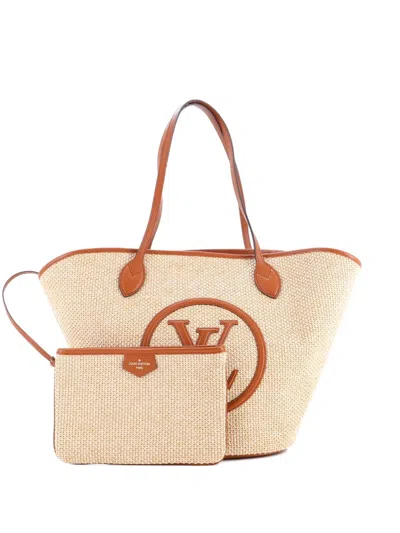 Pre-owned Louis Vuitton Saint Jacques Nm Handbag Raffia And Leather Shoulder Bag In Neutral