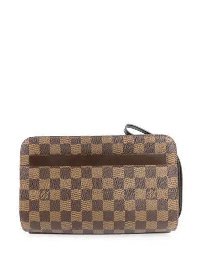 Pre-owned Louis Vuitton Saint Louis Damier Ebene Clutch Bag In Brown