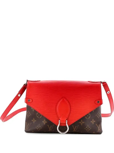 Pre-owned Louis Vuitton Saint Michel Handbag Monogram Canvas And Epi Leather Shoulder Bag In Red