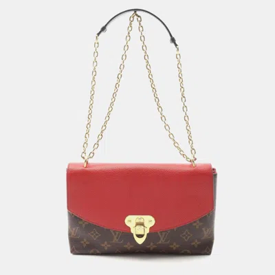 Pre-owned Louis Vuitton Saint Placide Cerise Monogram Canvas And Leather Shoulder Bag In Brown