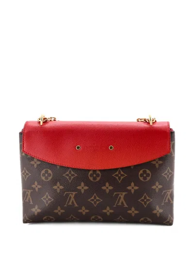 Pre-owned Louis Vuitton Saint Placide Handbag Monogram Canvas And Leather Shoulder Bag In Brown