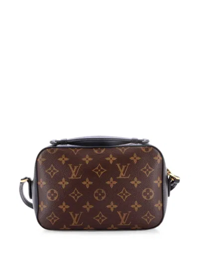 Pre-owned Louis Vuitton Saintonge Handbag Monogram Canvas With Leather Crossbody Bag In Black