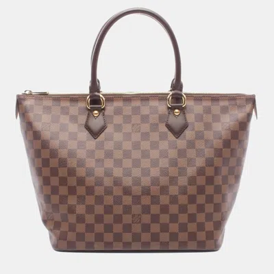Pre-owned Louis Vuitton Saleya Mm Tote Bag Damier Canvas Brown Ebene