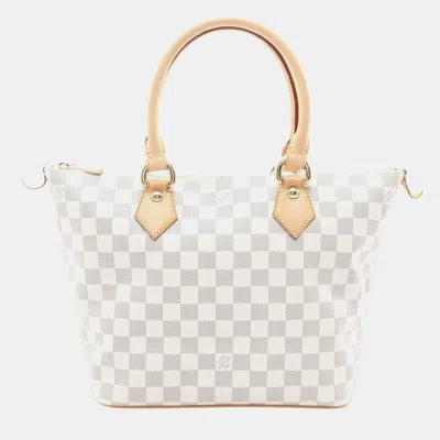 Pre-owned Louis Vuitton Saleya White Damier Azur Coated Canvas Tote Bag