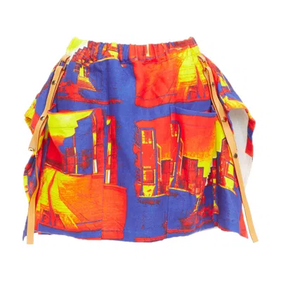 Pre-owned Louis Vuitton Salk Institute Linen Lambskin Trim Pocket Mini Skirt Fr34 Xs In Orange