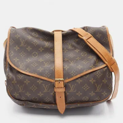 Pre-owned Louis Vuitton Samuel 35 Crossbody Shoulder Bag Monogram Canvas In Brown