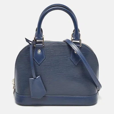 Pre-owned Louis Vuitton Saphir Epi Leather Alma Bb Bag In Blue