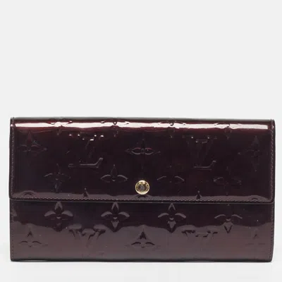 Pre-owned Louis Vuitton Sarah Amarante Monogram Vernis Wallet In Purple