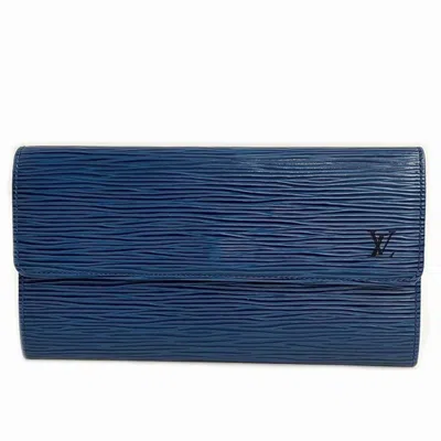 Pre-owned Louis Vuitton Sarah Blue Leather Wallet  ()