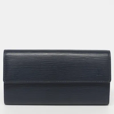 Pre-owned Louis Vuitton Sarah Indigo Epi Leather Wallet In Blue