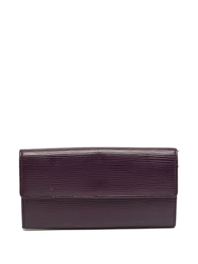 Pre-owned Louis Vuitton Sarah Leather Flap Wallet In Purple