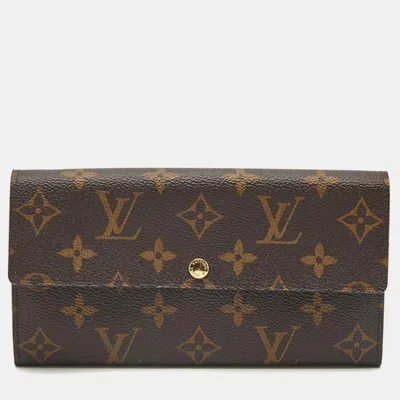 Pre-owned Louis Vuitton Sarah Monogram Canvas Wallet In Brown