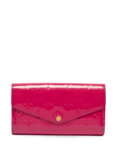 Pre-owned Louis Vuitton Sarah Monogram Rose Pop Vernis Wallet In Pink
