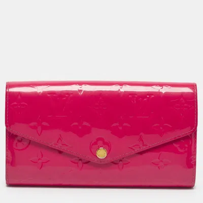 Pre-owned Louis Vuitton Sarah Rose Pop Monogram Vernis Wallet In Pink
